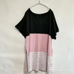 SHEIN CURVE 【4XL】半袖Tシャツ 黒・ピンク・ストライプ ゆったり