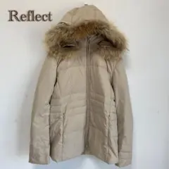 【Reflect】ダウンコート　リアルファー【11】ミドル丈　フェザー　ベージュ