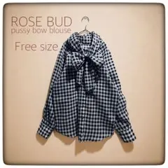 ROSE BUD｜ビッグリボン ギンガムチェック シアー ボウタイブラウス 長袖のサムネイル