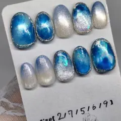 No.3ブルーニュアンス&グラデーション　ネイルチップ