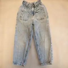 【ZARA】デニムパンツ 110cmハイウエスト　水色　ウエストゴム 2ポケット