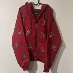 UNKNOWN LONDON ラインストーン ジップパーカー レッド Mのサムネイル