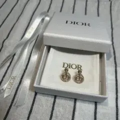 Dior クリスタル装飾 ゴールドフープピアス