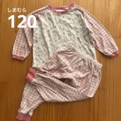 120cm 長袖パジャマ ピンク チェック柄　くま　_3