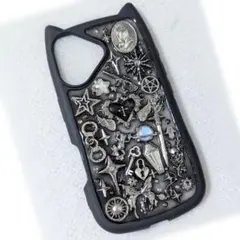 【b004】iPhone16 猫耳 スマホケース デコケース デコ電 埋め尽くし
