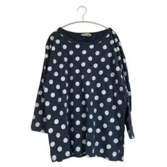 Tシャツ ドット ネイビー 長袖 レディース (L)