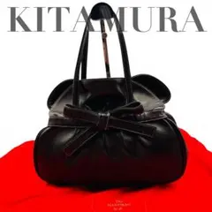 美品 キタムラ by K ハンドバッグ レザー リボン 本革 ブラウン 保存袋付