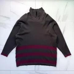 ヴィンテージ 80s 90s レトロ ハイネック ニット ウール ボーダー
