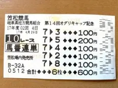 笠松競馬・馬番連単馬券【オグリキャップ記念　2回4日10レース】17年4月29日
