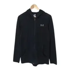 アンダーアーマー　薄手フルジップパーカー　ワンポイント　レディース　ブラック　M