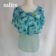 salire 花柄 シフォン レイヤード カットソー 半袖 ブルー フレア袖のサムネイル
