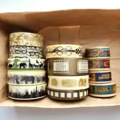 13個　マスキングテープ　ヴィンテージ　レトロ　動物　楽器　乗り物　眼鏡　カメラ