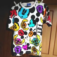 ディズニー　ミッキー&スティッチ　マルチカラー　Tシャツ　M