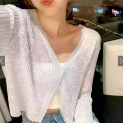 GRL シアーリブニットショート丈カーディガン sd071