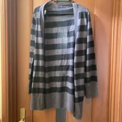 g.u. 黒　グレー　ストライプ　カーディガン M
