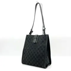 【GUCCI】ショルダーバッグ　シルバー金具　GGキャンバス　ブラック