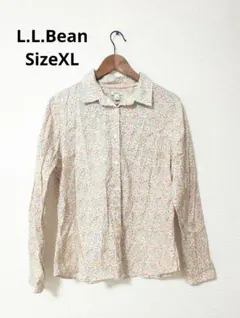 美品　L.L.Bean エルエルビーン　花柄　長袖シャツ ベージュ系　XL