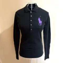 ビッグポニー ラルフローレン スキニー ポロシャツ 長袖 黒 紫 S
