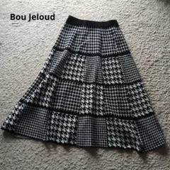 ブージュルード　千鳥柄　ニットフレアスカート 　ウエストゴム