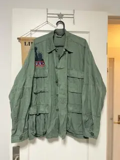 ミリタリージャケット　USA刺繍　カーキ