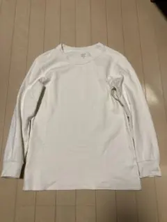 極暖ヒートテックコットンワッフルクルーネックT/9分袖　ユニクロ　オフホワイト