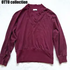 オットーコレクション Vネック カットソー コットン100% ボルドー 系 L
