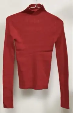 新品　アズールバイマウジー　サムホールリブハイネックトップス　F レッド