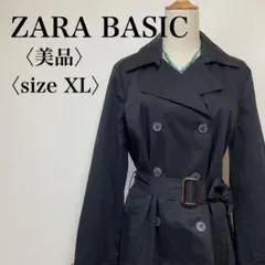 【美品】ZARA BASIC トレンチコート ブラック ダブル XL