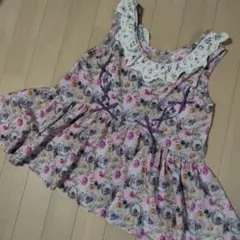 140 メゾピアノ☆チュニック　花柄　ローズ　薔薇　りぼん