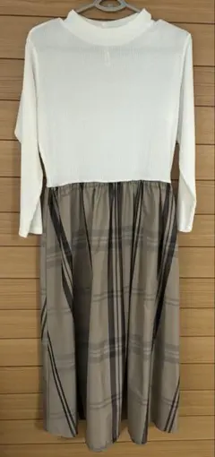 【美品】チェック柄ロングワンピース LL