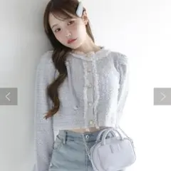NICE CLAUP ツイードジャケット サックスブルーのサムネイル