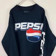 USA古着 pepsi ペプシ ロンT 長袖Tシャツ ネイビー 企業系