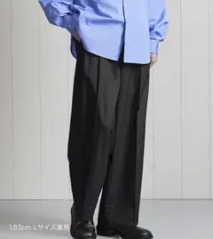 H BEAUTY&YOUTH ウール トロ 2プリーツ ワイドパンツ ブラック