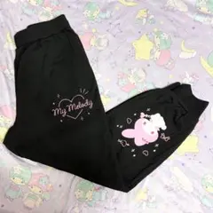 新品未使用 サンリオ マイメロディ マイメロ スウェット 薄手 ズボン 黒 LL