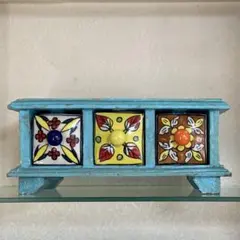 木製小物入れ 陶器引き出し