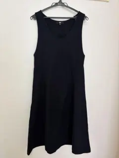 UNIQLO M ブラッシュドジャージージャンパースカート ワンピース ネイビー