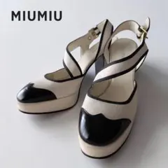美品 MIUMIU ミュウミュウ プラットフォーム サンダル バイカラー 37のサムネイル