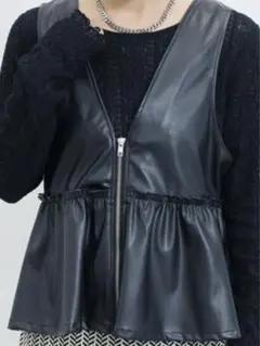 期間限定最安値！サマンサモスモスブルー フェイクレザーペプラムベスト