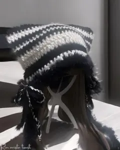 猫耳　ニット帽子　帽子　ハンドメイド　編み物　猫耳キャップ　ニット帽　韓国