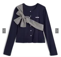 GRL ギンガムチェック柄リボンドッキングカーディガン sm401 グレイル