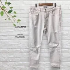 ZARA MAN　ザラマン　ダメージデニムパンツ　白　ホワイト　ダメージジーンズ