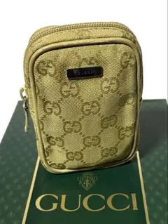 GUCCIグッチ☆コンパクトポーチ GGシマレーザー ベージュキャンバス