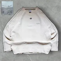 00s NIKE サーマル ワッフル生地 ロンT オフホワイト センターロゴ L