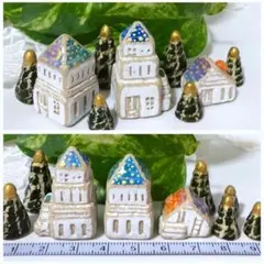 《素焼きシリーズ》移り変わる空の町・虹色の空模様と輝く流れ星の木 陶土アート