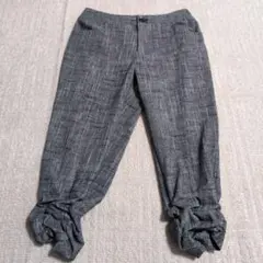 ​【美品】ラエフ la.f...裾シャーリングパンツ グレー L日本製ストレッチ