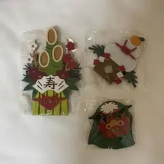 お正月 フェルト飾り 3点セット 門松 鏡餅 獅子舞