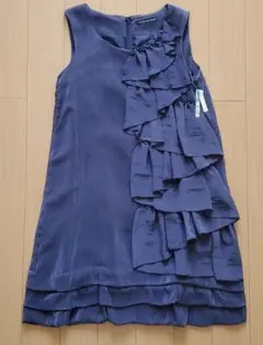 ワンピース ドレス 結婚式 二次会 ノースリーブ ネイビー グレーブルー