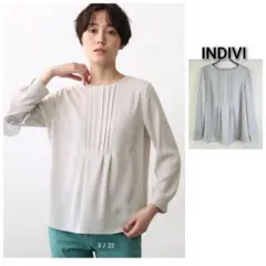 indivi【洗える/UVケア/吸水速乾/エコ】ピンタックデザインブラウスのサムネイル