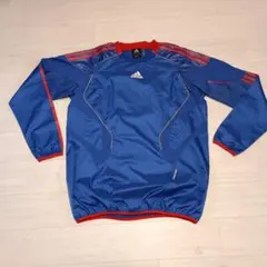 adidas 青 赤 ストライプ 長袖ジャージ