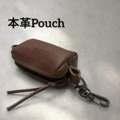 本革　牛革　レザークラフト　キーケース　小銭入れ　イヤホンケース　ブラウン　茶